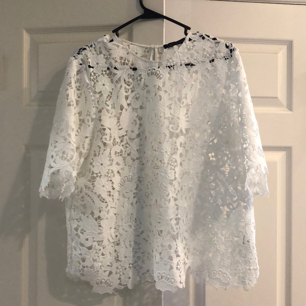 COPY - White lace crochet shirt